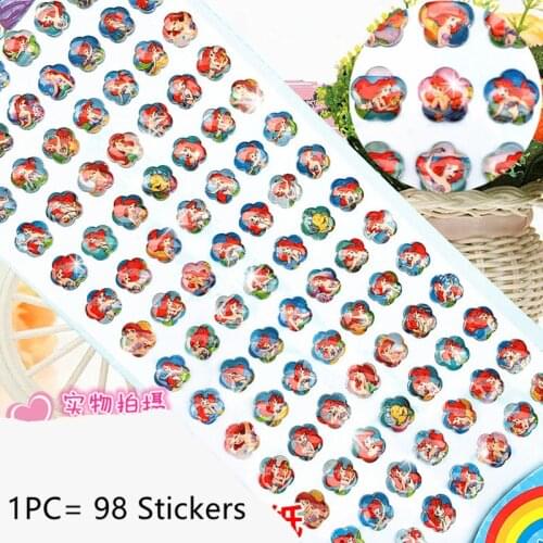 Disney Princess Mermaid Gemstone stickers For Kids Cartoon 3D Stickers Baby Girl Cute Anime Stickers kwaii