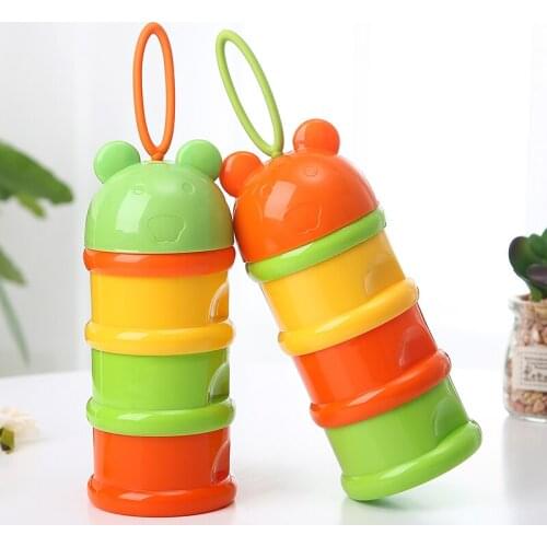 Baby Milk Powder Container Portable Formula Food Storage Cartoon 3 Layers Makeup