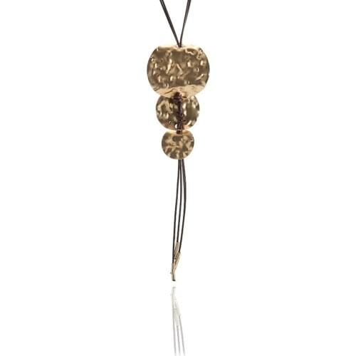 ELOYHI Women Necklace Simple Round Double Color Knotted by hand Rope Statement Necklaces Pendants Vintage Jewelry Long Necklace