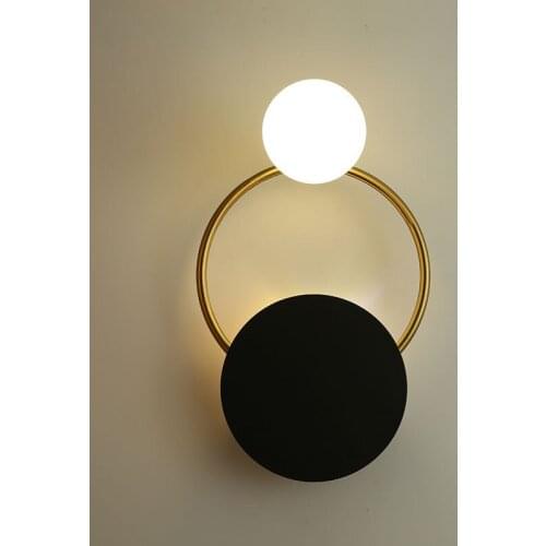 Europe bedside lamp bedroom art living room round hotel corridor net red solar food all copper background wall lamp