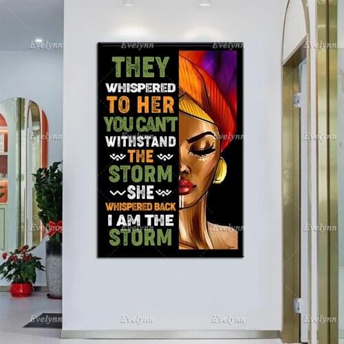 Afro Women Canvas,Black Queen Poster Print, Afro Queen Wall Art, Black Girl Magic Home Decor, Black Woman They Whispered To Her