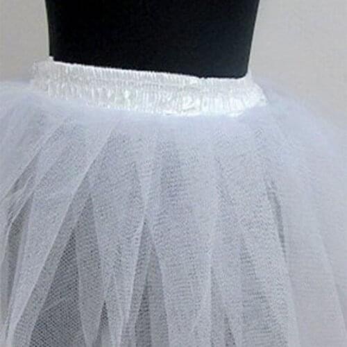 Women Women Children White Hard Mesh Short Petticoat Double Layers Girl Lolita Tutu Skirt Semi See-Through Wedding Dress