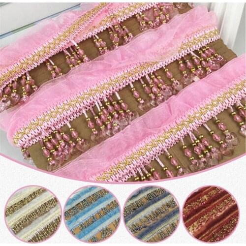 11 Meter Curtain Fringe Tassel Lace Trimming Heart Crystal Bead Ribbon For Sewing Sofa Cushion Tablecloth Tassel Decor Accessory