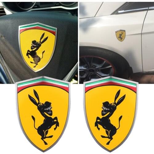 3D Metal Aluminum Creative Sticker Donkey Logo Emblem Badge Car Styling For Ford Mustang Ferrari Honda BMW Audi Hyundai Decal