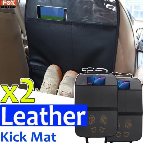 Multifunction Leather Car Seat Back Protector Cover Children Kids Baby Anti Mud Dirt Kick Mat Pad Storage Zip Pocket Accessories