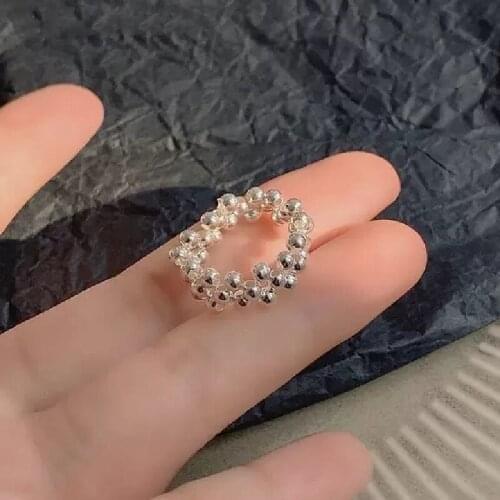 Multilayer Beads Finger Rings 925 Sterling Silver Resizable Finger Ring For Men Women Vintage Shiny Beaded Anillos Jewelry