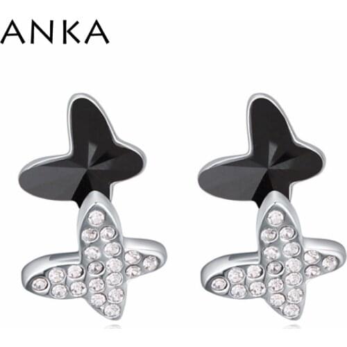 ANKA fashion alloy butterfly stud earrings jewelry for women fashion jewelry Crystals from Austria #112396