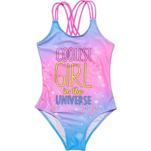 Baby Girl Fashion Letter Printed Swimsuit Swimwear Bikini 2-8Y Kids Children Summer Backless Bathing Suit Beachwear 2021 New