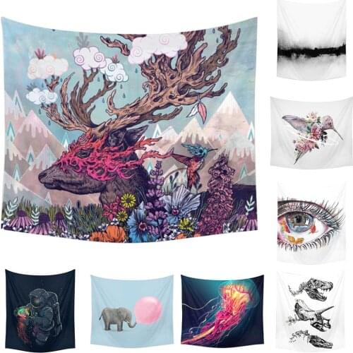 Boho Wall Decor Jellyfish Deer Eye Tapestry Rectangle Beach Blanket Towel Traveling Camping Yoga Pad Sleeping Tapestry