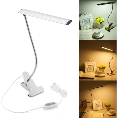 Clip Desk Lamp Dimmable LED Bedsid Reading Lamp 10-Level Dimmer 3 Lighting Modes LED Clip Table Lamp for Bedroom Kids Writing
