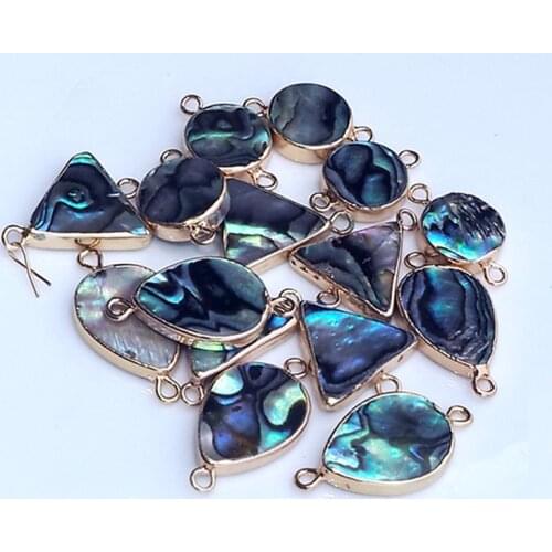 Natural Fashion Jewelry Abalone Shell Pendant water drop triangular round double ear Connector DIY Necklace for Jewelry Making