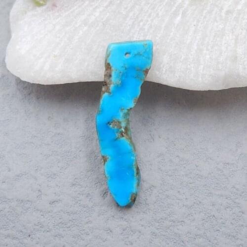 Natural Stone Nugget Blue Opal Handmade Freedom Pendant Bead 35x10x3mm 2g