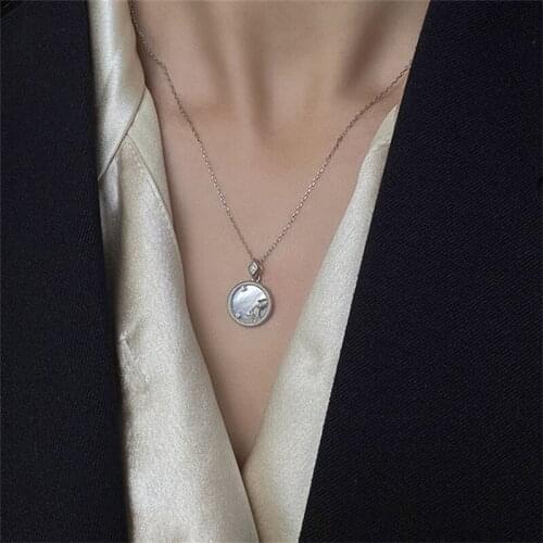 925 Sterling Silver Shell Circle Charm Necklaces & Pendants Choke For Women Jewelry Christmas Gifts dz078