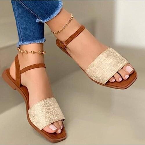 Summer Sandals Women Flats Open Toe Slip-On Outdoor Beach Flat Shoes for Women Classic Casual Solid Color Sandals 2021 Fashion