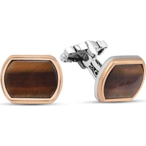Silver Tiger Eye Stone Cufflinks