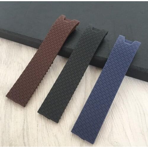 Silicone Strap Watch Tape Accessories Black Brown Blue 20 mm for Ulysse Nardin strap Arc mouths
