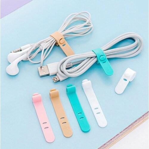 4 color / bag Silicone Strap Anti-lost Earphone Storage Winder Data Cable Tape Cable Soft Organizer M0O1