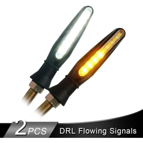 2Pieces Motorcycle LED Turn Signals Light Flowing Water DRL 12 SMD Tail Indicator Lamp