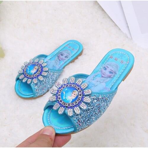 Disney Frozen Elsa Slippers For Girls Children Lovely Cartoon Princess Flat Sandals Shoes Cartoon slippers
