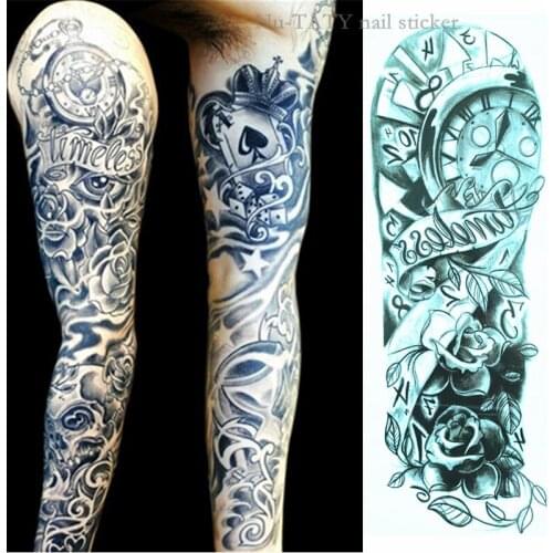 Nu-TATY "The Lost of Time" Full Sleeve Arm Temporary Body Art, Flash Tattoo Stickers 48*17cm Waterproof Sex Products