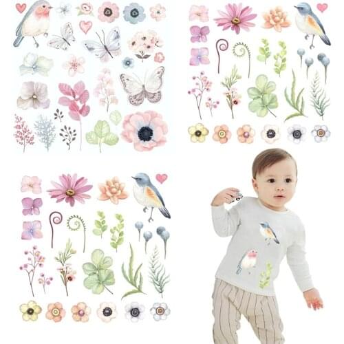 Thermal Iron Heat Transfer Diy Flower Sticker Heat Transfer Wholesale Patch Iron On Applique