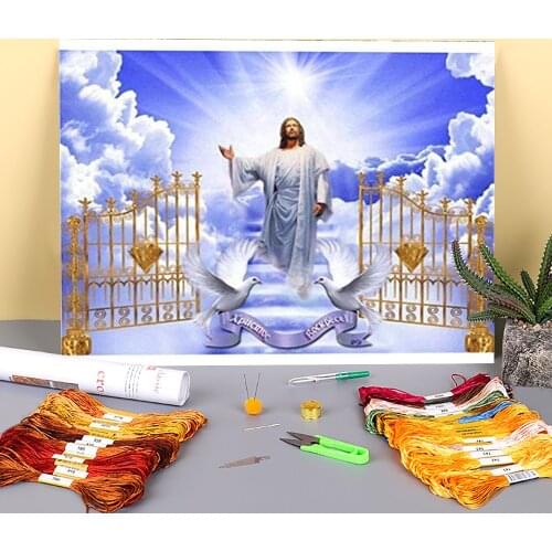 Region Jesus Printed Fabric 11CT Cross-Stitch Embroidery Set DMC Threads Painting work Handiwork Handicraft Wholesale Sales