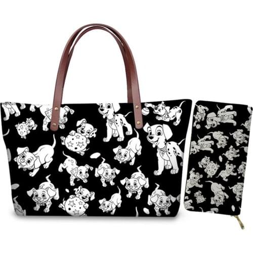 Funny Dalmatian Dog Pattern Fashion Messenger Bags Large Capacity Women Travel Handbags 2pcs/set Lady Shoulder Bag Free Dropship
