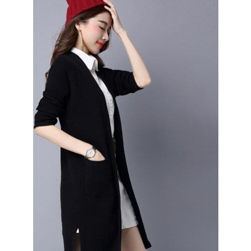 Feminino Cardigan Women Korean Long Sweater Women Knitted Cardigan Crochet Female Ladies Coats Sueter Mujer KJ114