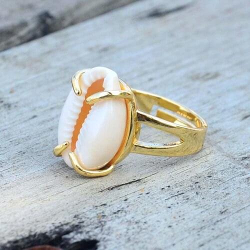Women Girls Bohomia Shell Ring Adjustable Boho Gold Ring Dropship Suppliers