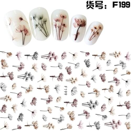 1 Sheet Embossed 3D Nail Stickers Blooming Flower 3D Nail Art Stickers Decals Adhesive Manicure Nail Art Tips Decoration