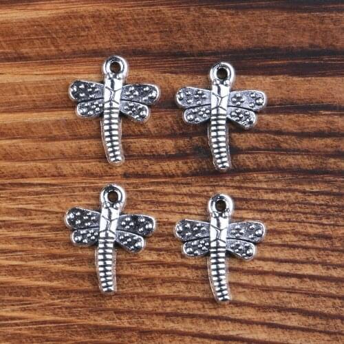 Antique Silver Color, 10PCS Zinc Alloy Dragonfly-shaped Metal Pendant,Charms for Jewelry Making,15-20mm Handmade DIY Accessories
