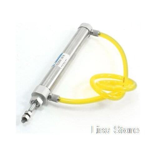 16mm Bore 100mm Stroke 1.0Mpa Pneumatic Cylinder w Clear Yellow 6mmx4mm PU Tube