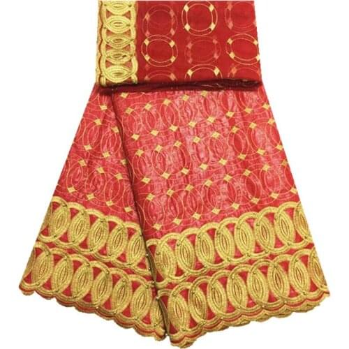 2018 Factory Price Red Color Bazin Riche Fabric Embroidered African Bazin Riche Getzner For Men Or Women Cloth 5 Yard/Lot 1032