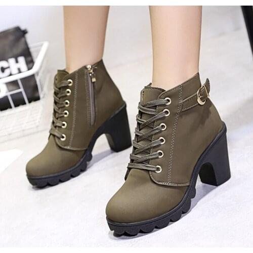 2020 New High Heels Women Boots Fashion Plus Size Martins Boots Classics Ladies Casual Ankle Shoes Quality Footwear Q10-67