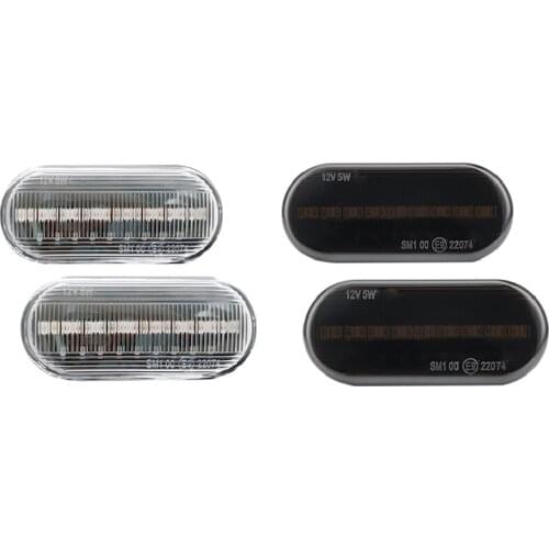 4Pcs Amber Led Fender Side Marker Turn Signal Lights for Seat Ibiza for Skoda Octavia for Ford Focus Mk2 (White&Black)