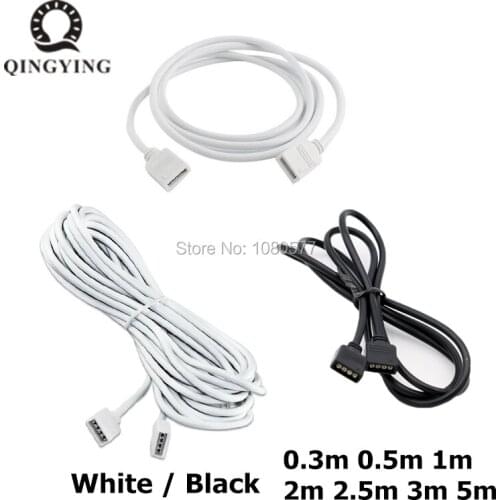 5-20pcs 4Pin Extension Wire Cable Cord Connector White / Black 30cm 50cm 1m 2m 2.5m 3m 5m 3528 5050 RGB LED Strip Connecotr