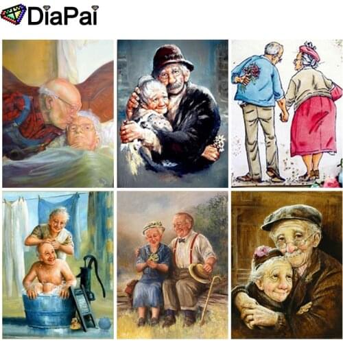 DIAPAI 5D DIY Diamond Painting 100% Full Square/Round Drill "Elderly couple" 3D Embroidery Cross Stitch Home Decor