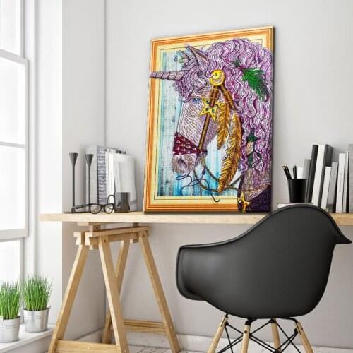 Diamond Painting Ornament Home Decoration Shaped Diamond Mosaic Drill Artwork Color Princess Horse Unicorn Paste Drill Painting