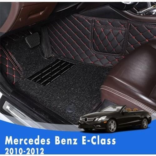 Car Floor Mats For Mercedes Benz E-Class 2012 2011 2010 Double Layer Wire Loop Custom Auto Foot Pads Automobile Carpet Covers