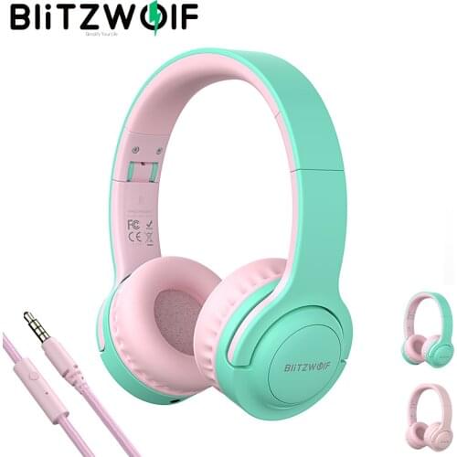 BlitzWolf BW- PCE Wired Headphones for Children Wired headset Stereo Foldable Soft Earphone Headset Over-Ear Headphone with Mic