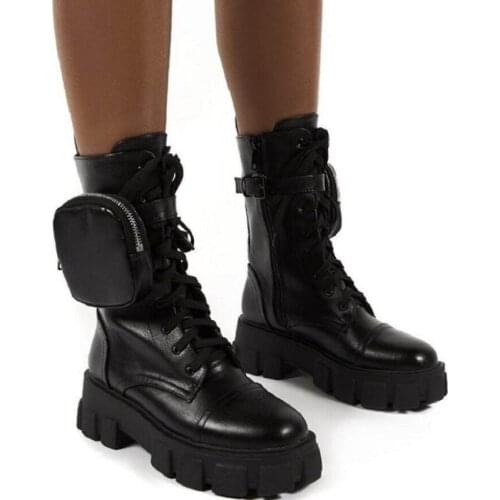 2021 Autumn/Winter Boots Womens Fashioned Casual Platform Boots Pocket Solid Color Shoes Womens Boots