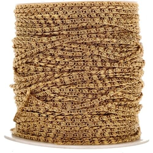 2.5MM width Stainless Steel Curb link Chains gold Plated for Jewelry Making