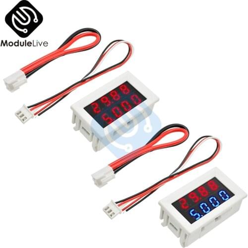 DC 100V 10A 0.28 Inch 0.28'' 4 Bit 5 Wires Digital DC Voltmeter Ammeter Current Meter Power Supply LED Dual Display White case