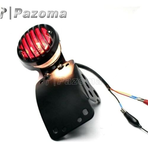 Motorcycle Side Mount License Plate Bracket Holder w/ 4" Round Grill Brake Tail Light For Harley Sportster Chopper Bobber SX650