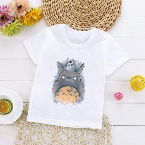 Unisex Kids Tshirt 2-14 Years Children Totoro Print Funny Baby T shirt Boys Girls Cartoon Short Sleeve Summer Fashion Tops Tee