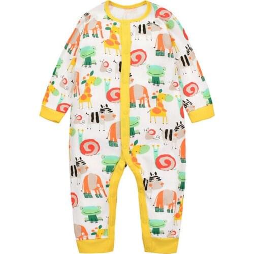 Y342 Children baby cotton long-sleeved long legs climbing clothing for boys and girls new fall Siamese Romper cute zoo design