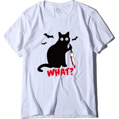 Loose Top Tees 100% Cotton O Neck T Shirt Plus Size Tee T Shirt Women 2021 What Bloody Dagger Cat Printed Casual T Shirt
