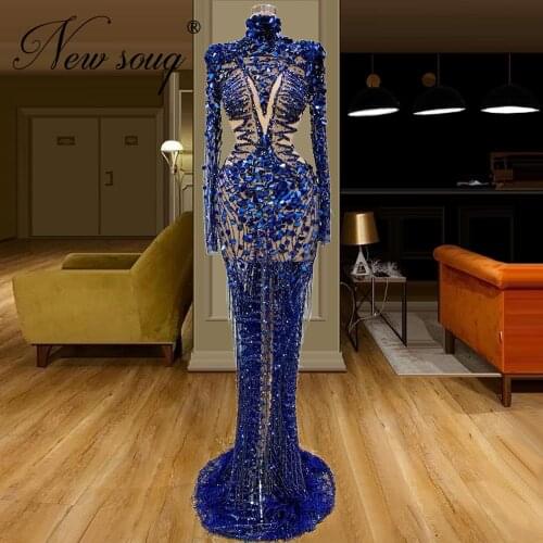 Custom Beaded Generous Women Evening Dresses Turkish Islamic Girl Prom Dress 2020 Vestidos Aibye Dubai Evening Celebrity Gowns