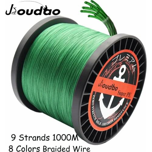 Jioudao Series Braided Fishing Lines PE 1000M 9 Strand Weaves Multifilament Fishing Rope 20 30 45 60 85 110 130 150 170 200LB