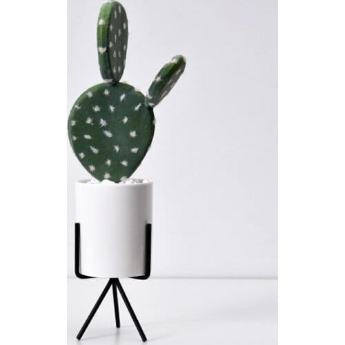 1pc Minimalist Ceramic Vase with Metal Shelf Tabletop Flower Vase Water Planting Pot Hydroponic Container Succulent Planter